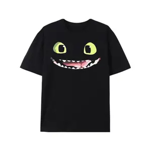 Men's Cotton T-Shirt, 1pc, How to Train Your Dragon Hidden World Toothless Digital Print, 180gsm, Round Neck Shortsleeve, Regular Fit Casual Sports Menswear Streetwear Top, for Hiking & Outdoor Activities - Size L