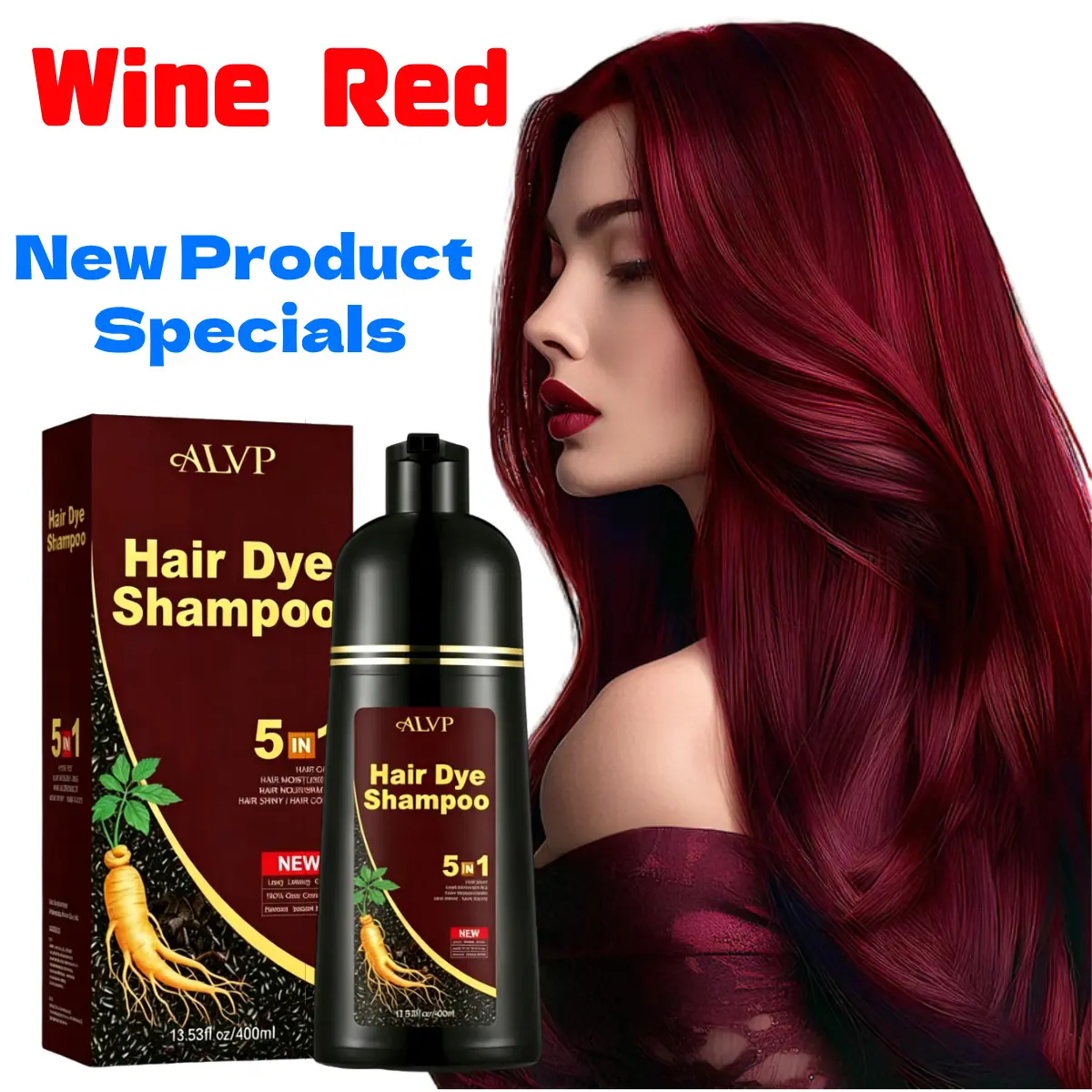 ALVP 2026  Shampoo 5 In 1 Herbal Wine Red Color Shampoo For Women & Men Covers  Grays Long Lasting Nourishes Scalp natural
