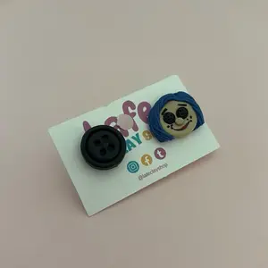 Lafe Clay Shop Unique Blue Hair Button Earrings Handcrafted Polymer Clay Accessories for Fashion Enthusiasts