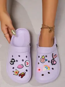 Cute DIY Cartoon Beach Clogs for Women, Summer Thick Sole Outdoor Slip-On Shoes, Versatile Sports Clogs for Daily Wear, Sporty Breathable Clogs, Lightweight Breathable Slippers