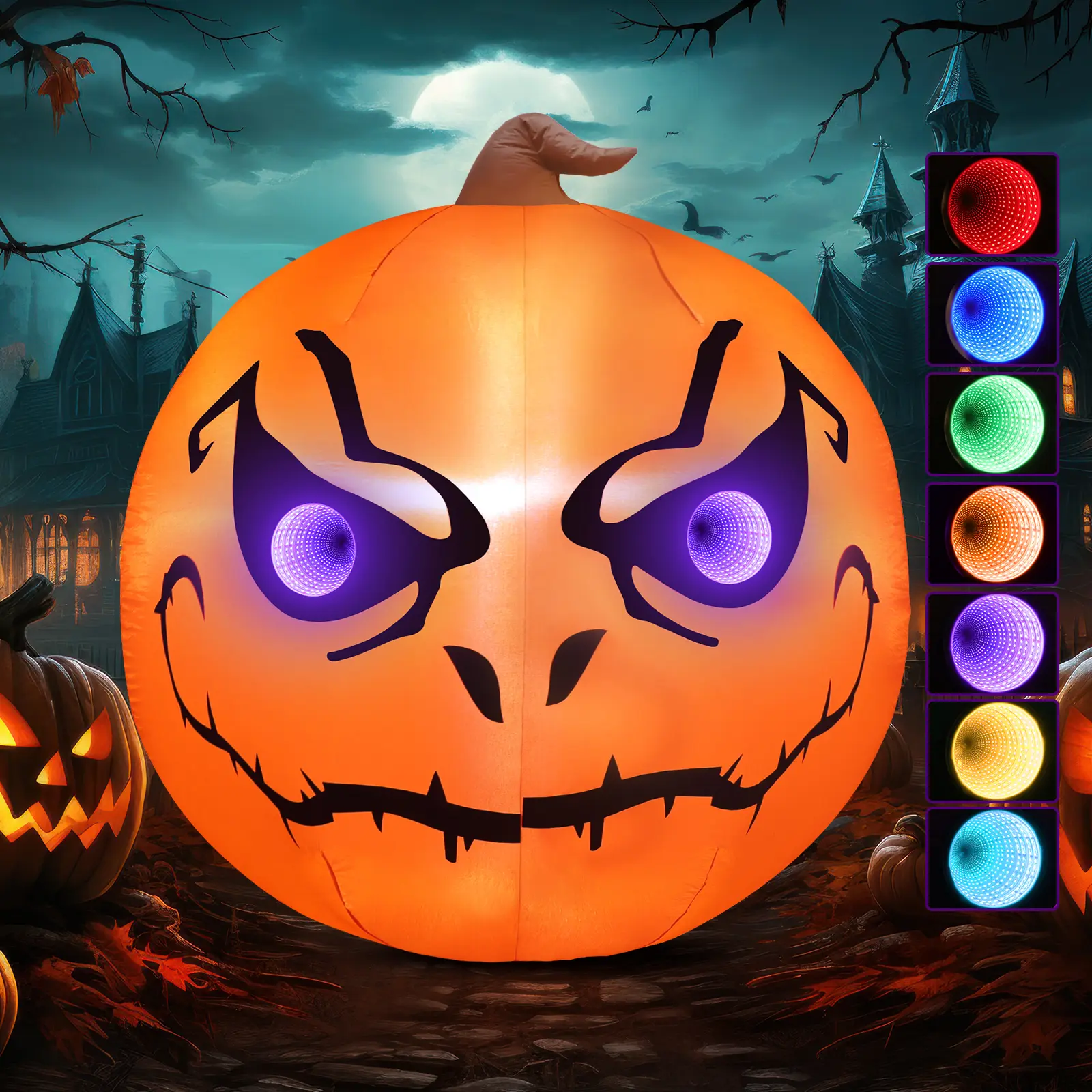 5FT Inflatable Pumpkin Light with 3D Infinity Mirror Tunnel Effect, Halloween Outdoor Decor for Indoor-Outdoor Parties, Garden Lawn Ornaments, Novelty Lighting