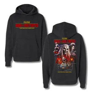 House of 1000 Corpses Hoodie – Two-Sided Rob Zombie Horror Movie Graphic Design Featuring Cult Classic Characters, Perfect for Halloween and Scary Film Fans.