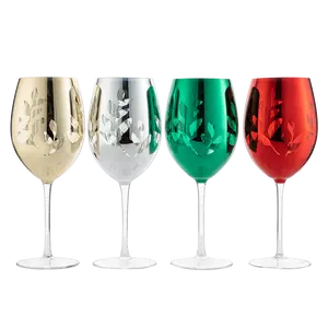 Multicolor 4-Piece Tree Stemless Wine & Water Glasses - Shining Red Green Yellow Silver, Perfect Housewarming Parties, Unique, Elegant Glassware, Glass Trees Decor, Kitchen Home Decorations (Stemmed)