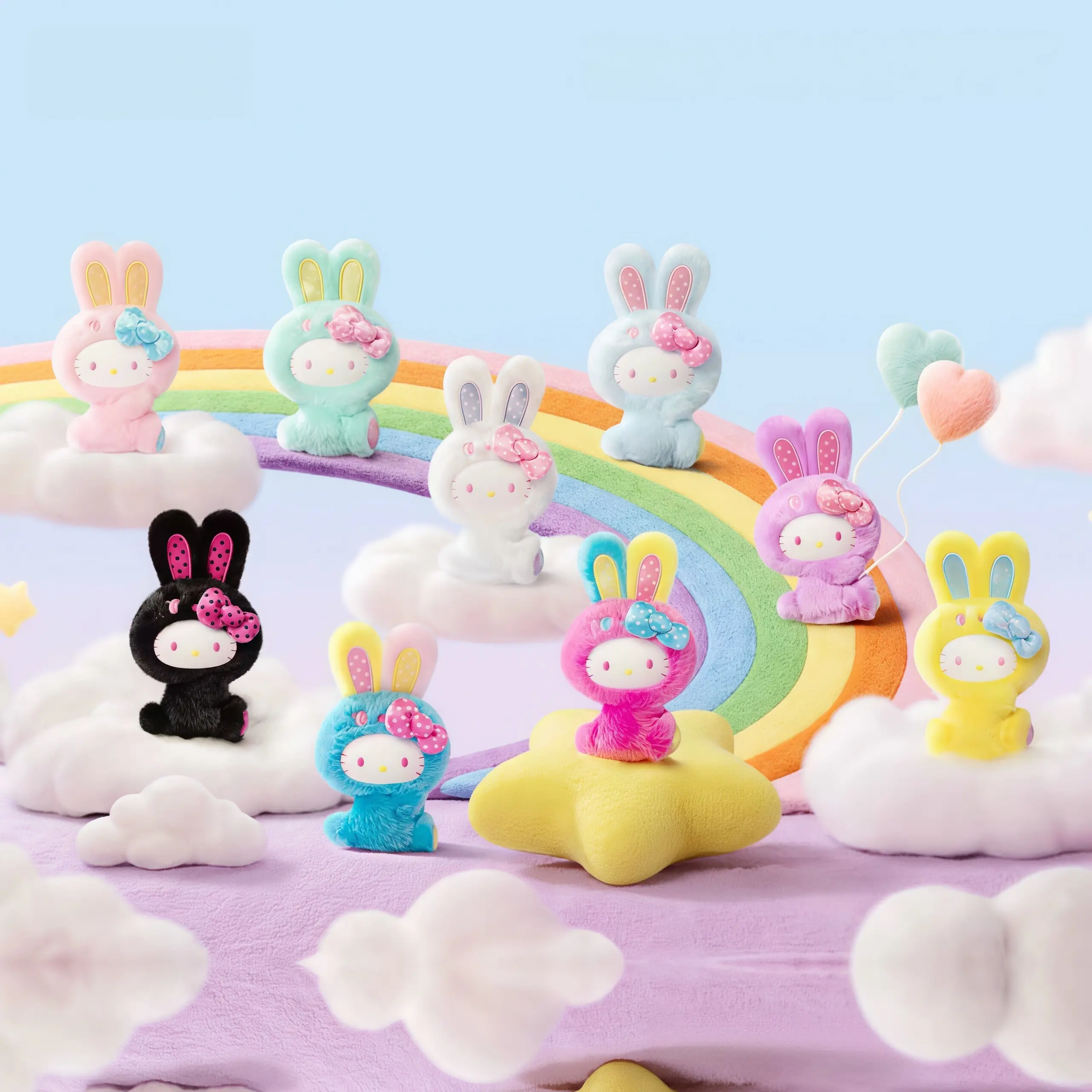 Hello Kitty Rainbow Bunny Series Plush Pendant Blind Box