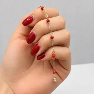 C-BRG-01655 14kt red balls Child’s Bracelet
