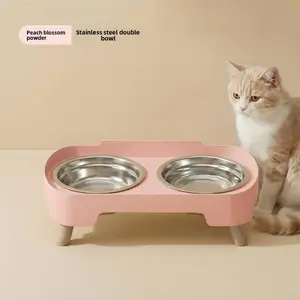 Stainless Steel Anti-slip Double Bowl Elevated Slow Feeder for Cats and Dogs | Cute and Fun Water and Food Dispenser, Promotes Healthy Eating for Pets, Easy to Clean, Available in Multiple Colors