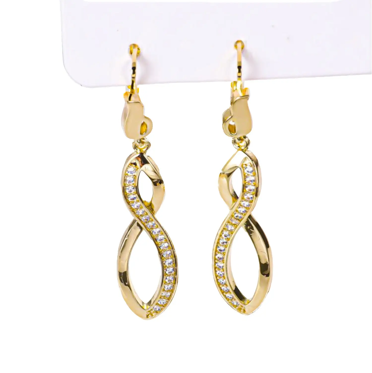 Eternity Earrings - 585/14K Gold Plated Copper Cubic Zirconia Infinity Design Elegant Dainty Minimalist Daily Wear Special Occasions