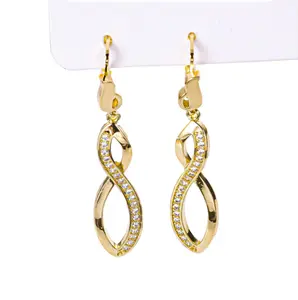 Eternity Earrings - 585/14K Gold Plated Copper Cubic Zirconia Infinity Design Elegant Dainty Minimalist Daily Wear Special Occasions