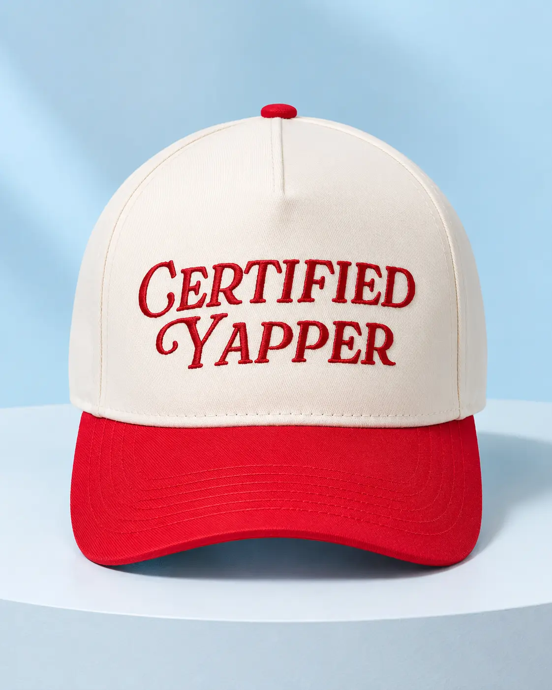 [Made in Us] Certified Yapper Embroidered Baseball Cap, Funny Two Tone Hat, Black And Cream Statement Cap, Trendy Gift For Women