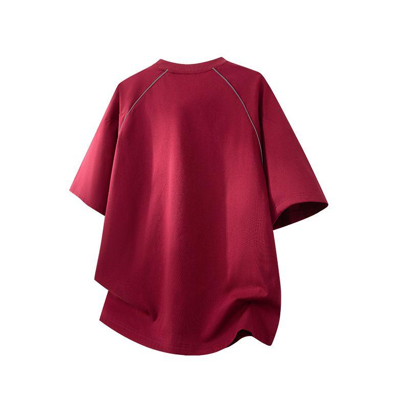 Men's Ultra Flow Short Sleeve T-Shirt for Summer, Raglan Sleeves, Visible Stitching, Letter Print, Loose Fit, Crew Neck — 26–366