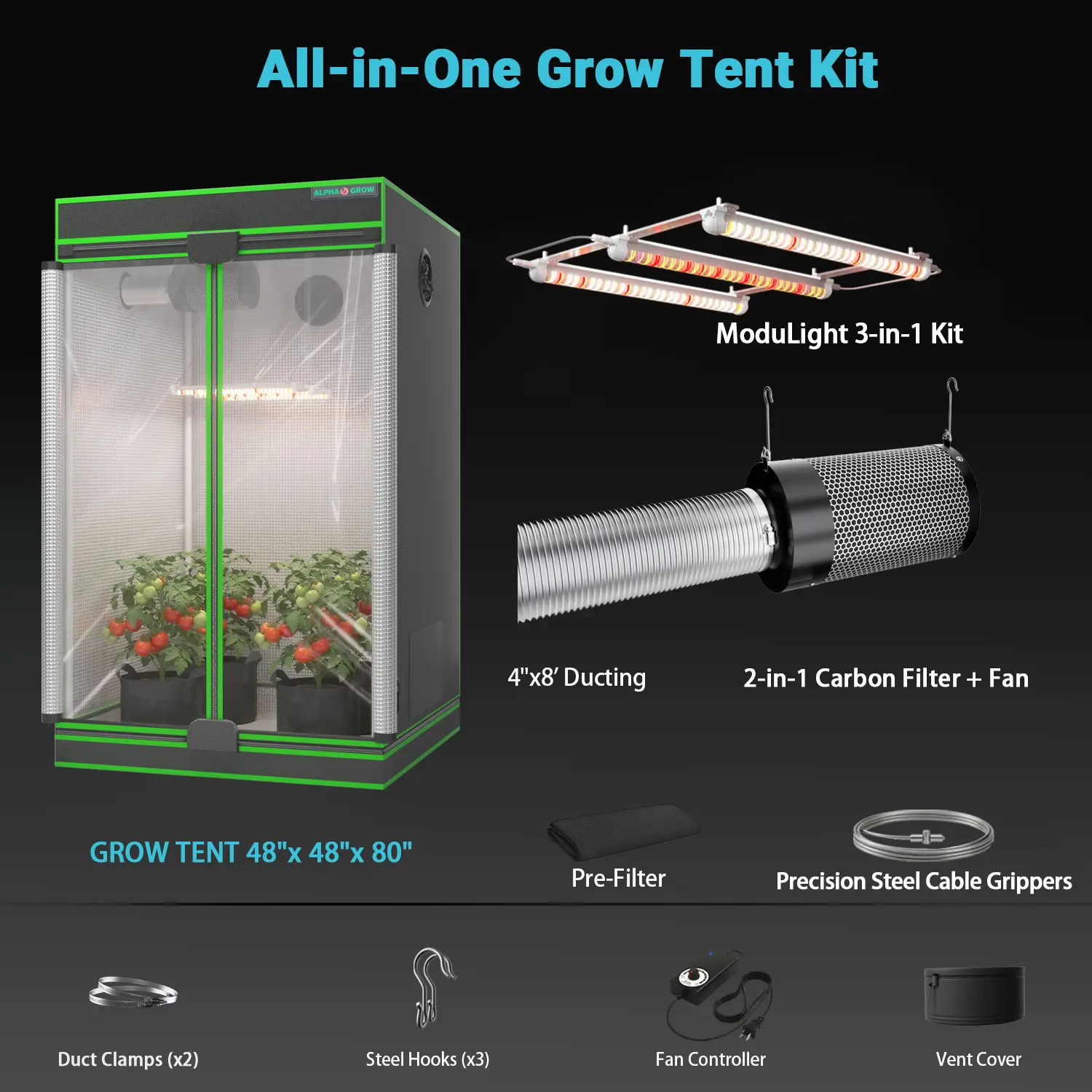 4x4 1800D Tent+4'' 2-in-1 Kit