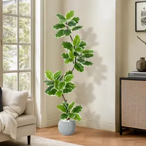 Garvee artificial fig tree, plastic, artificial plants with pot, large plastic plants, artificial plants for living room, bedroom, office, garden, housewarming gift