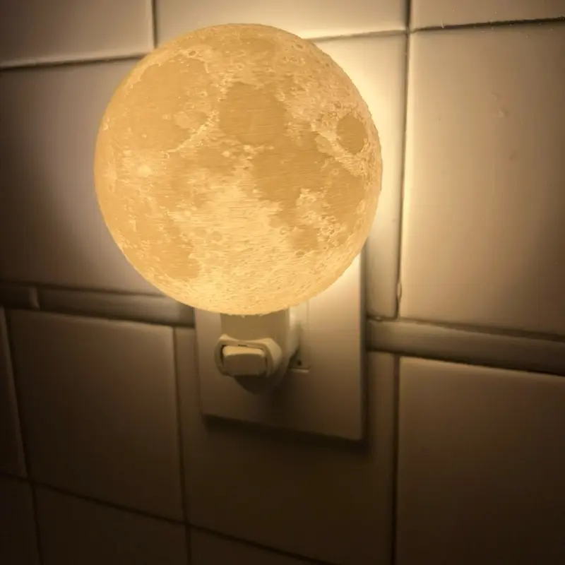 Moon night Light 3D Printed Moon Design with Illuminated Face and Wall ...