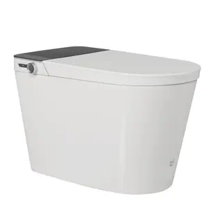 Tankless Smart Toilet with Bidet Built In, Auto Open & Close, Wider Bidet with Heated Seat, Warm Water and Dry, Foot Sensor, LED Display, Remote Control, White