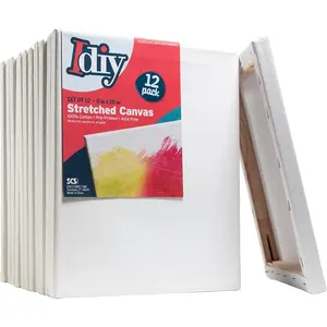 iDIY Stretched Canvas Board 8 x 10 (Set of 12) 5/8" - Classic White Blank, Pre Primed for Oils or Acrylics, 100% Cotton, Acid Free- Professional Grade
