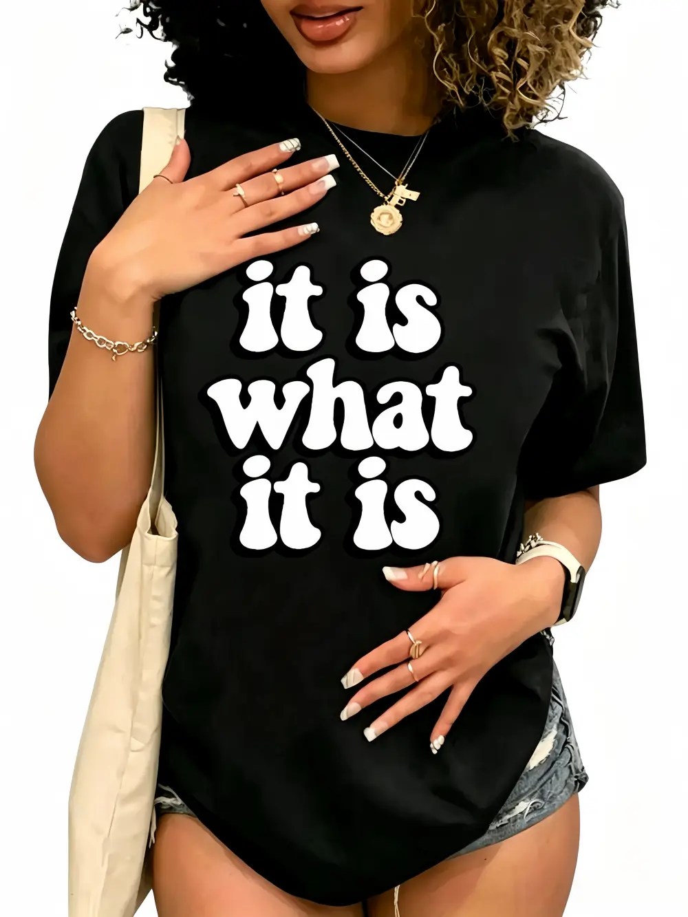 Women's All-Seasons Casual Letter Print Short-Sleeve Crew Neck T-Shirt for Daily & Vacation Wear Black Streetwear
