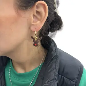 Red Nose Reindeer Handmade Polymer Clay Earrings hypoallergenic Christmas Accessory for Women