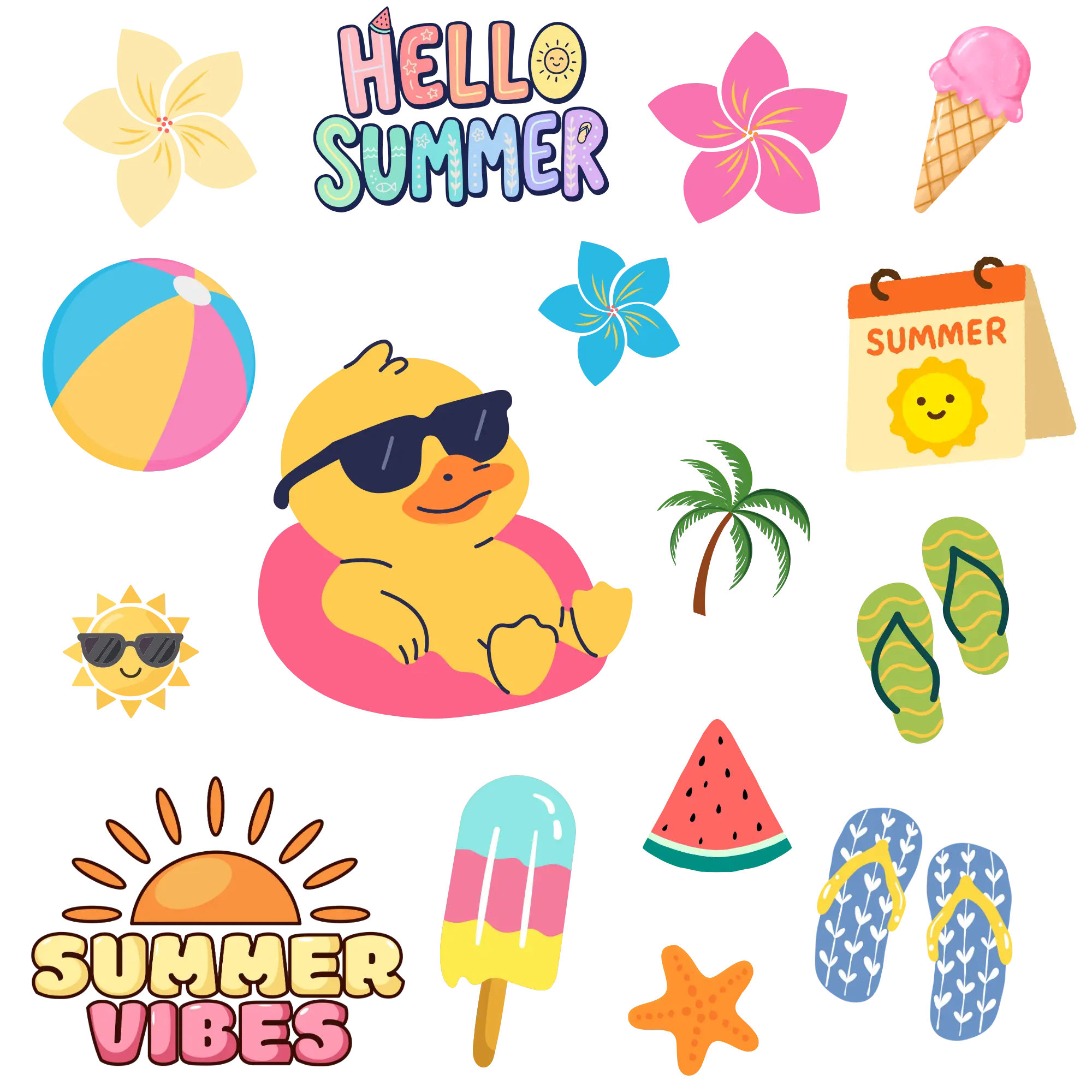 Summer Vibes 8x8 Element sheet UVDTF