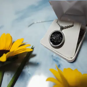 Stainless Steel 27MM Rose Necklace - Elegant Design with Smooth Finish