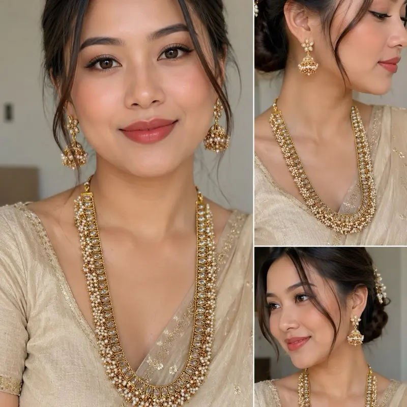 Elegant Kundan Pearl Bridal Jewelry Set for Wedding Ceremonies, Bridal Occasions