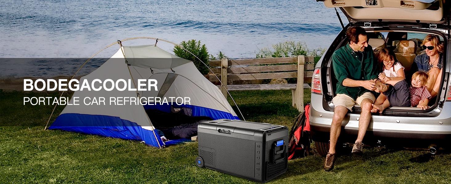 40 Qt (38L) 2-in-1 RV Fridge Cooler Box - 12V/24V DC 100-240V AC Multifunctional Outdoor Unit with WIFI App Smart Control, Anti-Slip Surface, -4℉-68℉ Adjustable Cooling, Compartments for Truck, Camping, 40 Quart