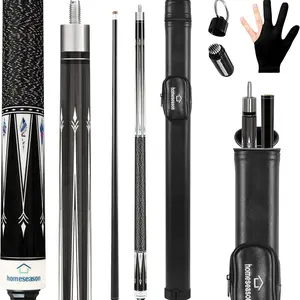 Pool Cue Stick 58" Billiard Cue Sticks Nylon Thread Grip Professional Low Deflection Pool Sticks