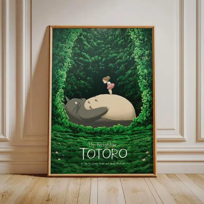 My Neighbor Totoro Print, Forest Spirit Anime Wall Art, Woodland Nursery Decor