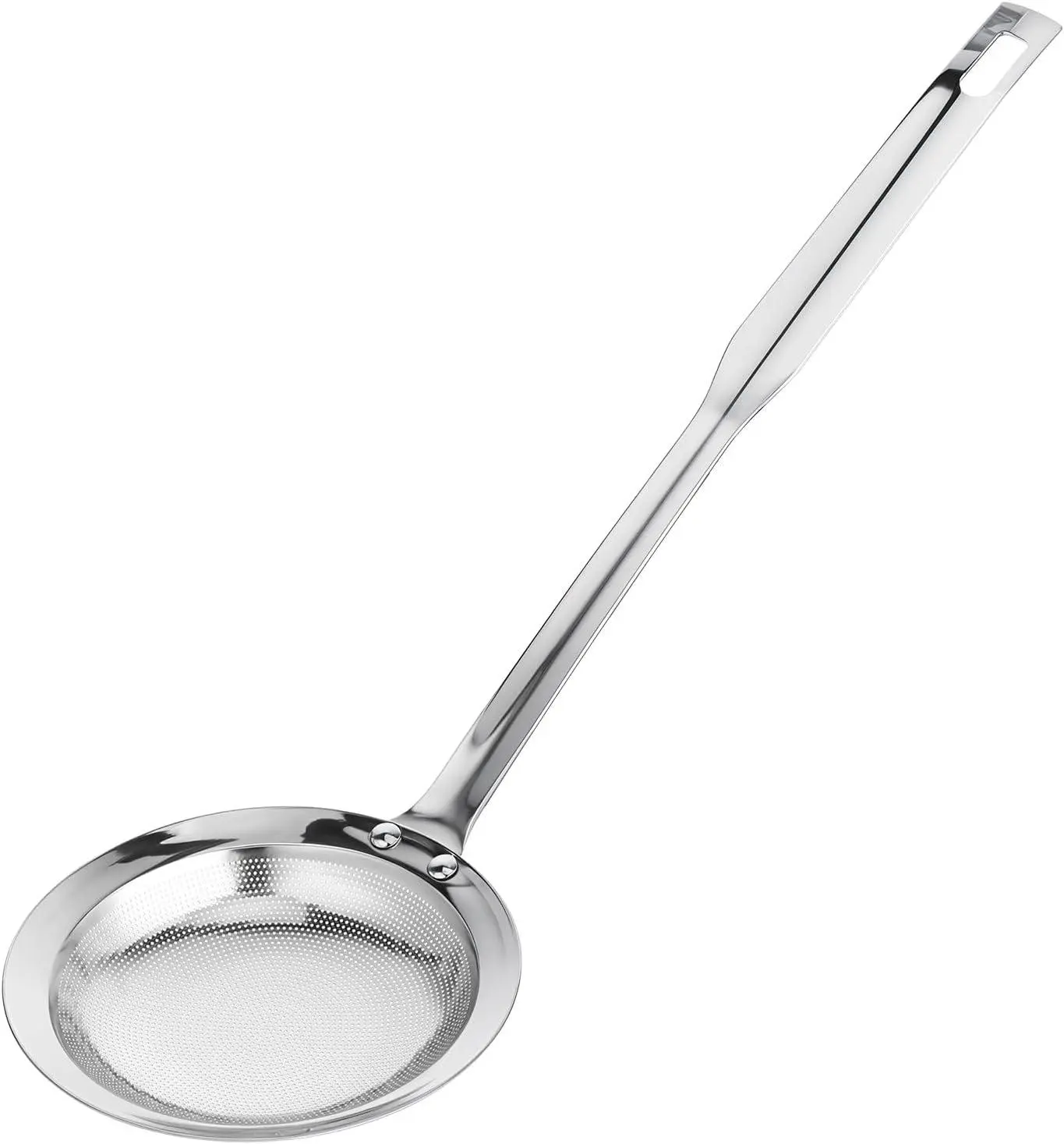 Extra-Large Stainless Steel Fat Skimmer Spoon - Sturdy Long Handle Fine Mesh Strainer, Durable Kitchenware Utensils for Oil, Grease, Foam Removal in Cooking & Frying (Stainless Steel Utensils, Cooking Gadgets)