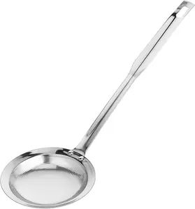 Extra-Large Stainless Steel Fat Skimmer Spoon with Long Handle Fine Mesh Strainer for Oil Grease Foam & Food Debris Removal in Cooking & Frying