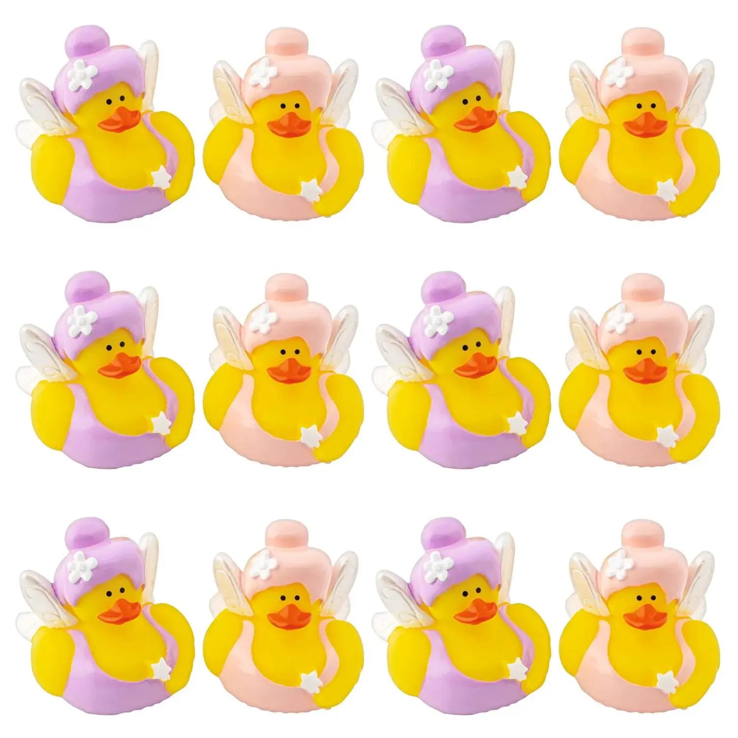 2 1/4 inches Cute Fairy Rubber Duck Assortment with Wings, Wand - 12 Pc. OTC Party Favors