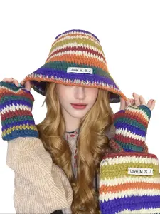 Women's Three-piece Set, Including Knitted Beanie Hat & Handbag & Gloves, Casual Trendy Fashion Accessories for Fall & Winter