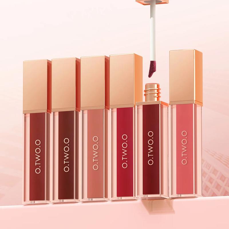 O. tw O.O liquid lipstick lip gloss 12 colors waterproof lightweight long-lasting matte lip stain lip glaze,red cherry 47 lashes,poppi cosmetics lip combo,[in stock] Makeup Smooth
