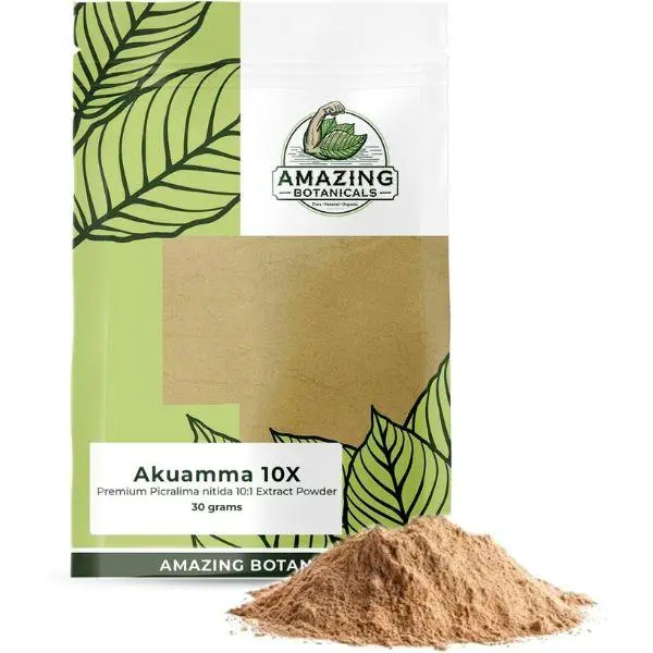 Amazing Botanicals Akuamma Seed Extract Powder - 100x High-Potency Traditional Pure Picralima Nitida Extract, 30g Natural Herbal Supplement, Pure Extract