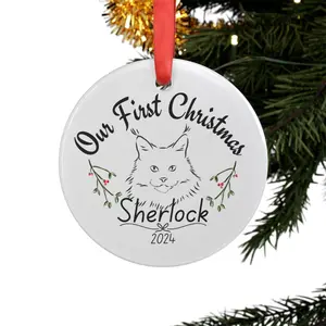 Personalized Maine coon Acrylic Christmas Ornament, New Maine coon cat parent, Cat lover ornament, Custom Maine coon cat
