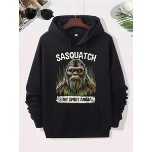 Sasquatch Is My Spirit Animal Hoodie Bigfoot Graphic Sweatshirt - Funny Cryptid Pullover Apparel for Men Women Unisex, Sasquatch Forest Design Black Hooded Jumper with Pocket, Bigfoot Fan Gift Birthday Christmas 2026