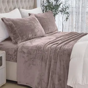 Elegant Comfort 4-Piece Velvet Plush Flannel Sheet Set - Ultra-Soft Cozy Bedding for Warmth and Comfort. Elegant Comfort 4-Piece Velvet Plush Flannel Sheet Set - Ultra-Soft Cozy Bedding for Warmth and Comfort.