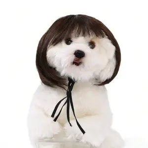 Funny Dog Wig Fashionable Pet Hair Accessory Adjustable Soft Material For Small Dogs Perfect For Parties Halloween Costumes And Cute Pet Photos