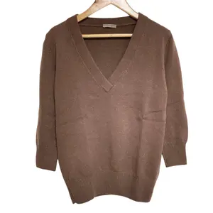 Pre-owned Bottega Veneta Cashmere Small Leather Goods 100% V Neck Knit Pullover