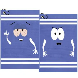 Cartoon Pattern Golf Towel, 1 Set Reversible Microfiber Golf Towel with Aliuminum Clip, Golf Accessories for Men & Women