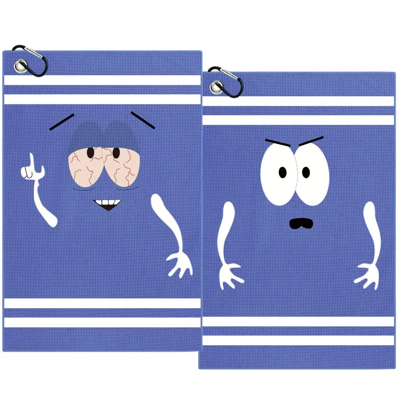 Cartoon Pattern Golf Towel, 1 Set Reversible Microfiber Golf Towel with Aliuminum Clip, Golf Accessories for Men & Women, Golf Gift, Golf Gift Accessory