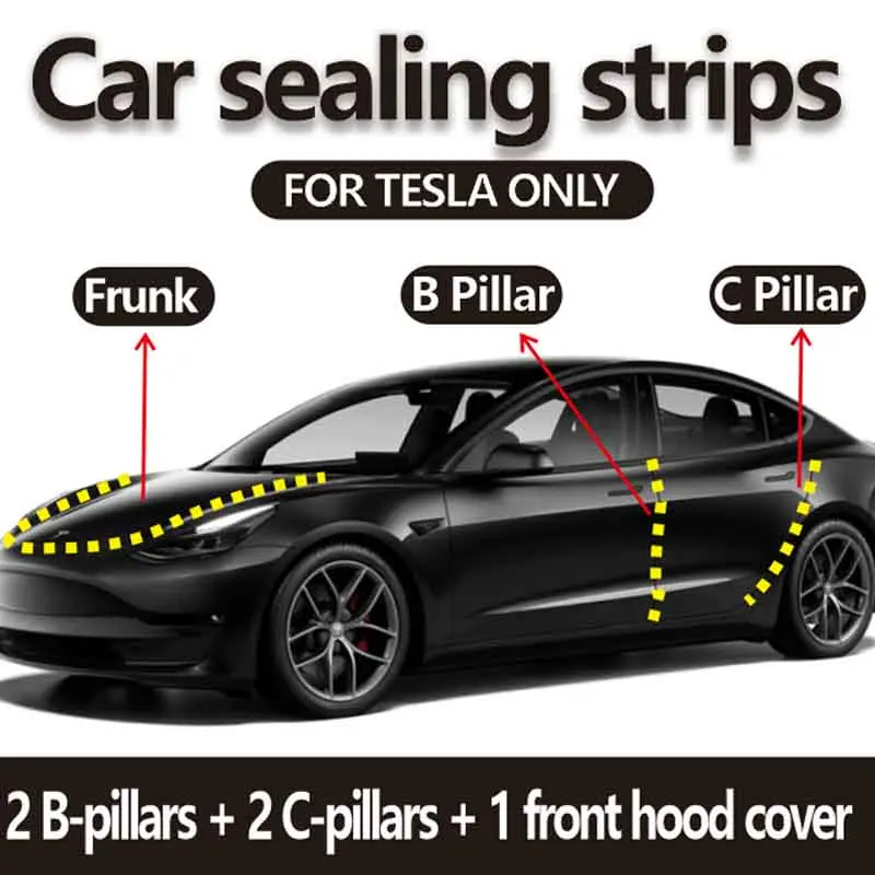 Full Car Sealing Strips for Tesla Model 3-Y, Sound Insulation, Noise Reduction, Door Shock Absorption, Waterproof Tesla Interior Modification Accessories