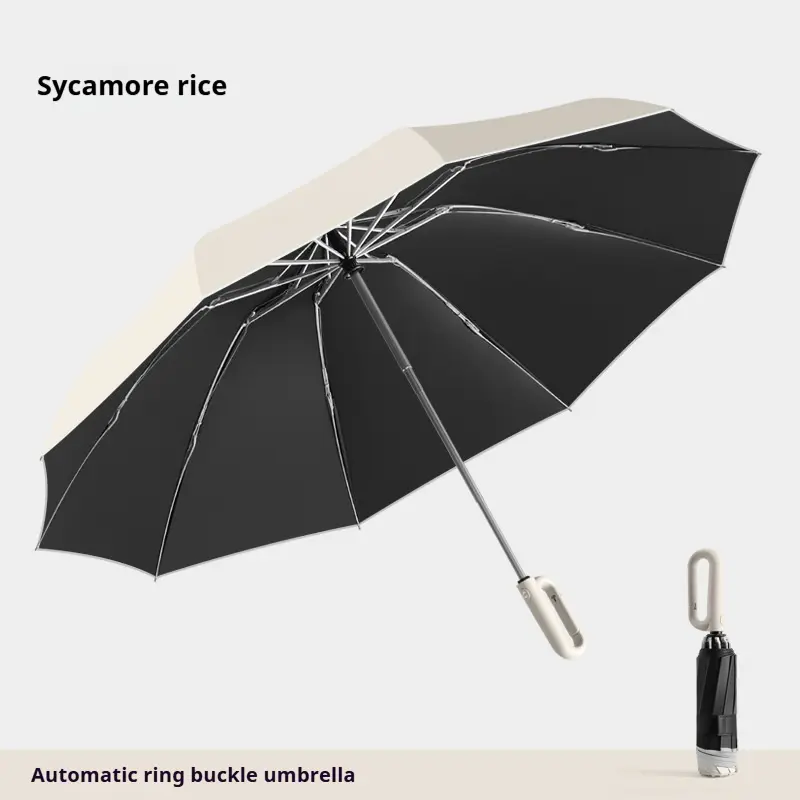 Automatic Reverse Button Solid Color Business Umbrella, Large Reinforced Windproof Auto Open Close Umbrella, Durable Rain Gear