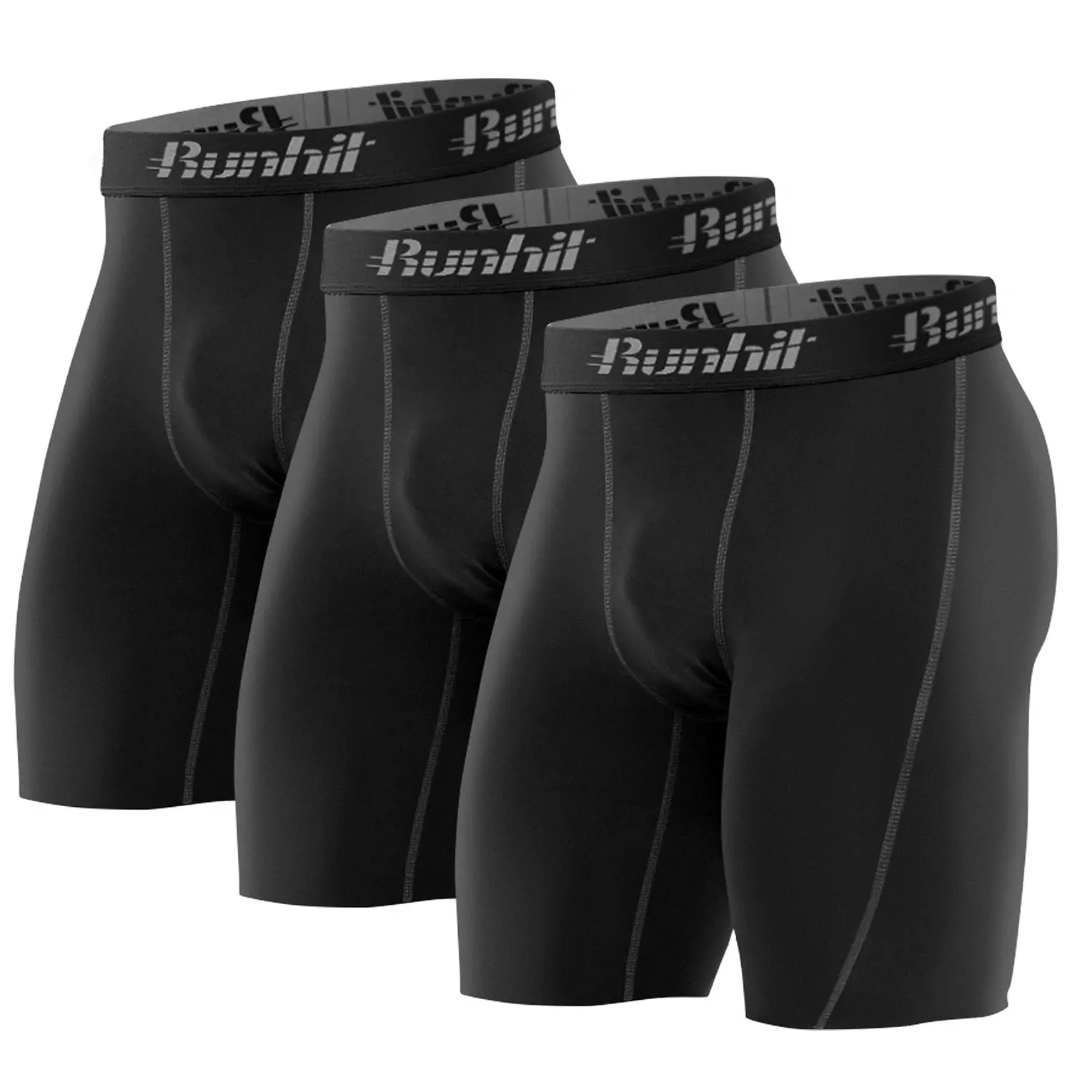Runhit 3 Pack Compression Shorts Men Spandex Shorts Running Underwear Workout Athletic Sport Baselayer Briefs Polyester Plain Briefs