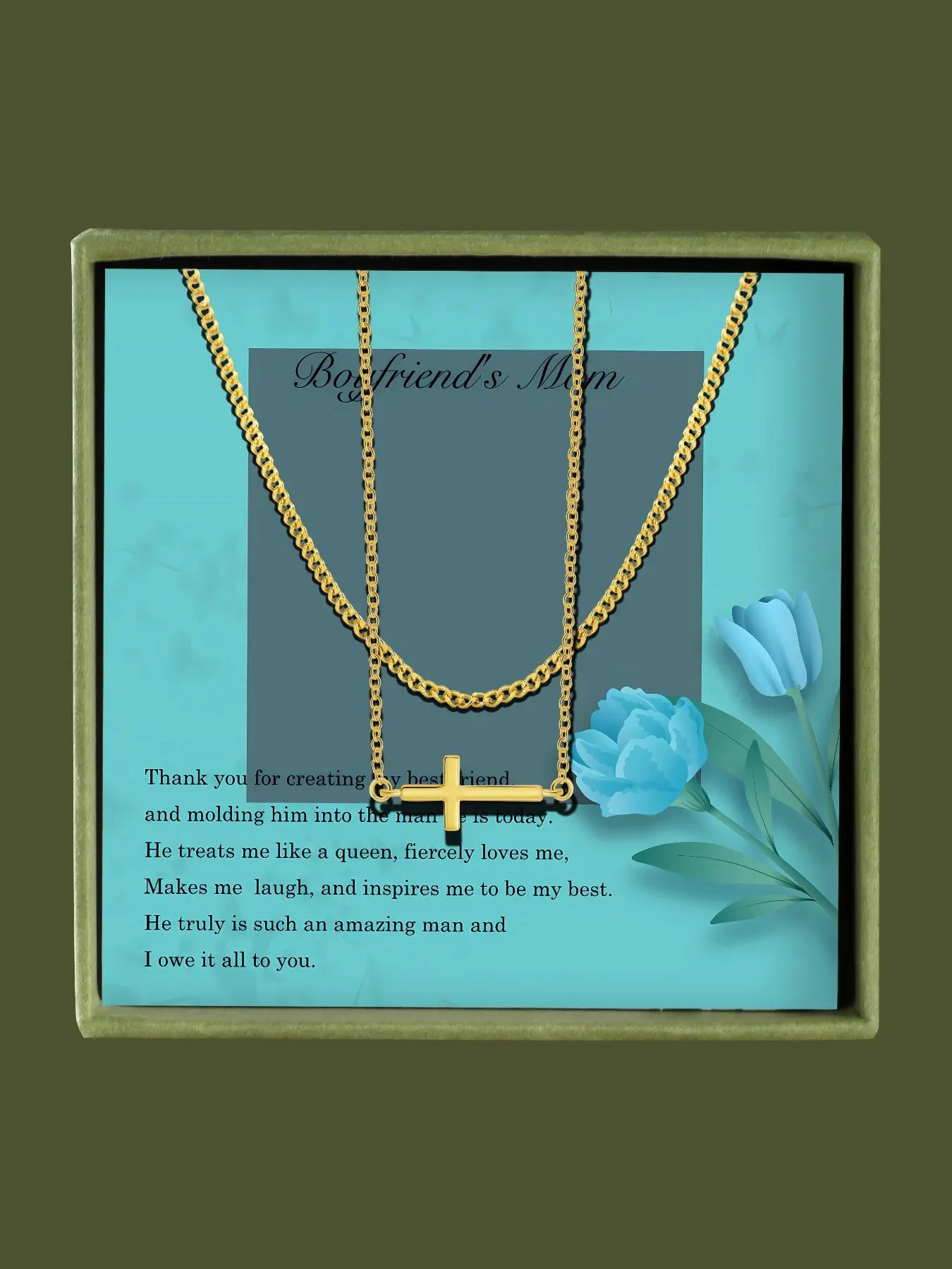 Women's Elegant Cross Pendant Necklace, Exquisite Trendy Simple Necklace with Card, Chic Jewelry As Gift for Girlfriend Mom with Gift Card & Gift Box