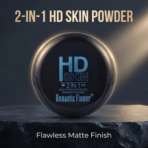 2 Pack 2 in 1 HD Poreless Pressed Powder Matte Oil Control Long Lasting Waterproof Face Powder with Mirror Puff
