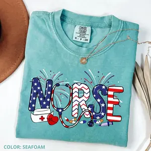 Comfort ColorsAmerica Nurse Shirt,Nurse 4th Of July Shirt,Patriotic Nurse Tee,Nurse Independence Day Tee,Nurse Appreciation,Gift For Nurse, Cotton Tee
