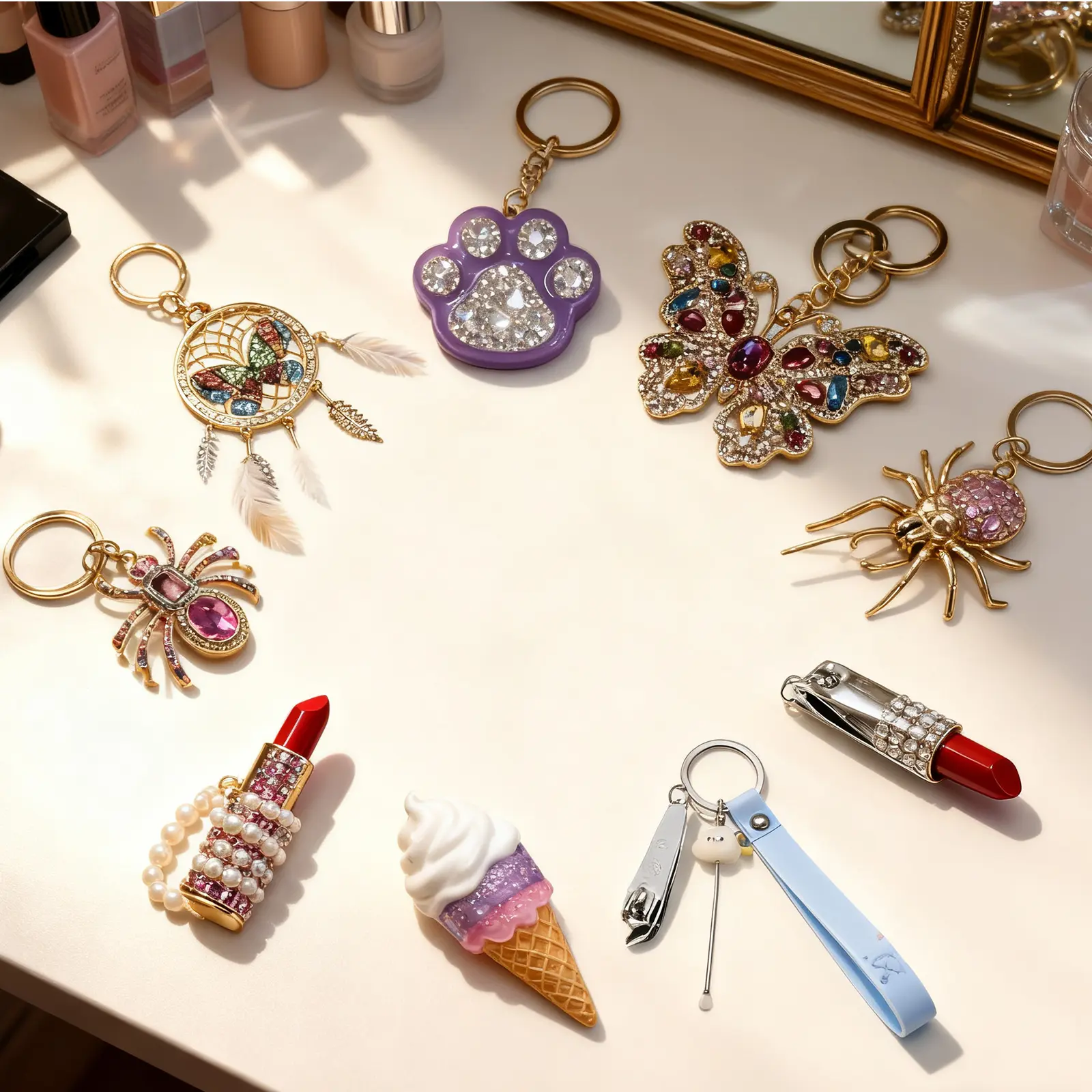 Keychain Scoop ( Bread Spring Keychain Monster Bi-color Bunny Keychain Cloud Nail Scissors Set Bear Juice Cup Lollipop Liquid Energetic BoyPopsicle Keychain Hamburg Spring Bunny Airship Cartoon Liquid Floating Small Bowknot Bear Flower Lipstick Shaped )
