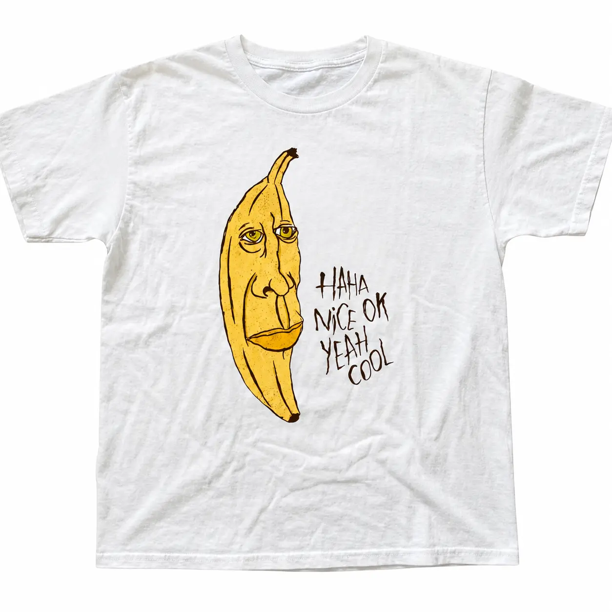 Funny Banana Face Graphic Tee, Weirdcore Meme Shirt, Y2K Surreal Humor Vintage T-Shirt - Vintage Graphic Tee – Menswear & Womenswear – Streetwear Tops – Casual Cotton Crewneck Shortsleeve T-shirt