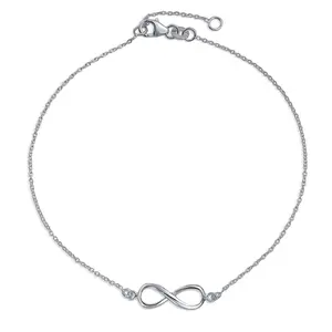 Dainty Romantic Love Knot Infinity Anklet Ankle Bracelet Sterling Silver Size 9 To 9.5 Inch