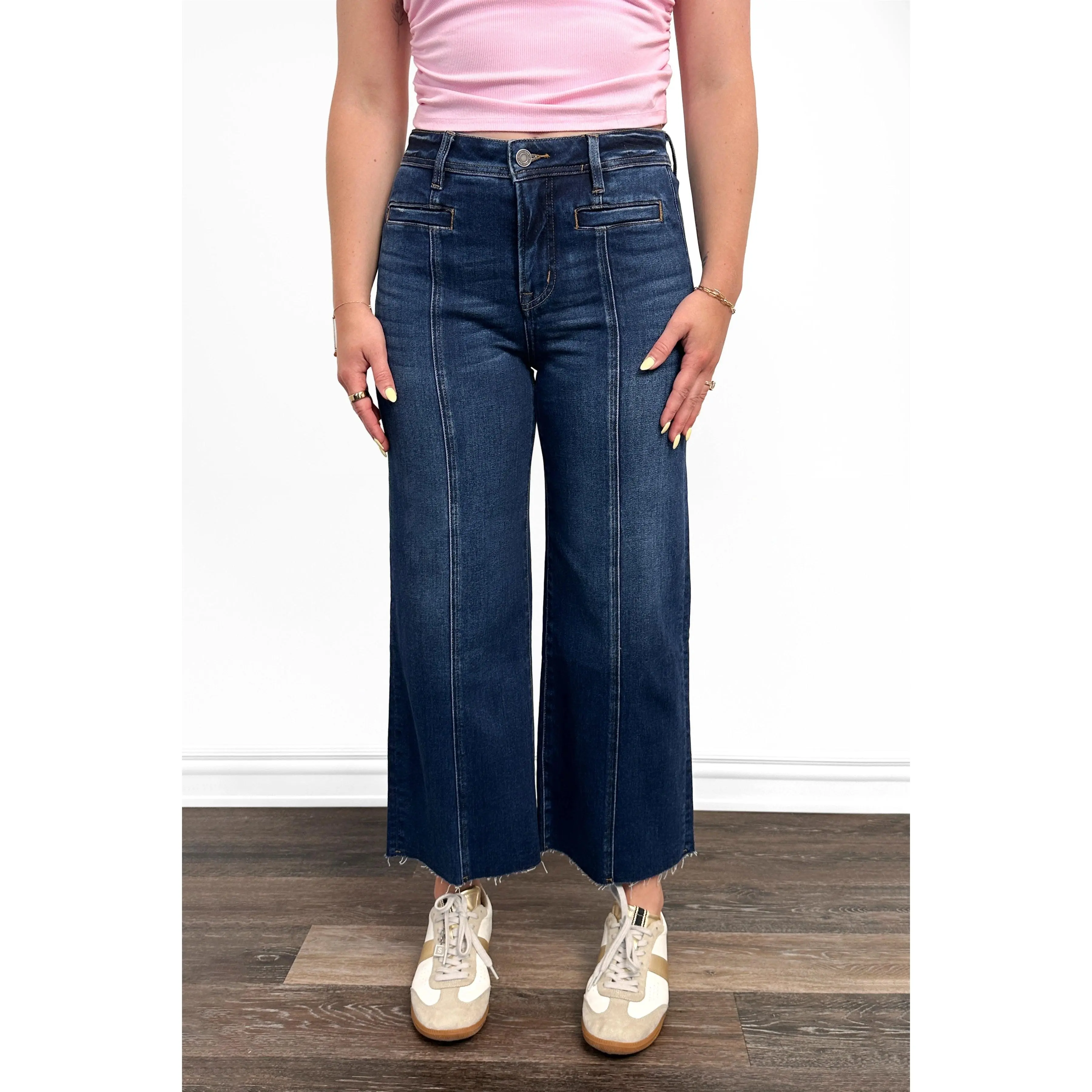 The Raya High-Rise Tummy Control Raw Hem Wide Leg Jeans